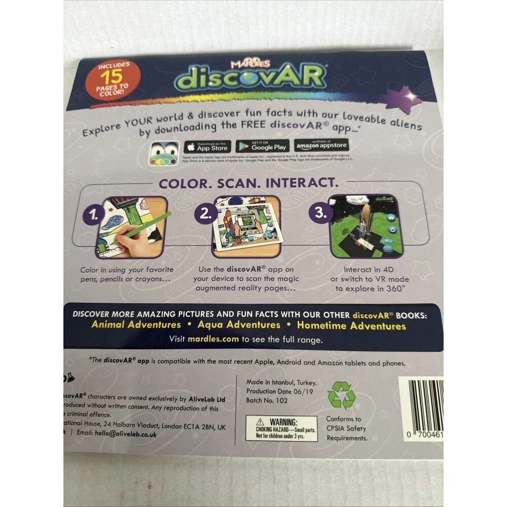 NEW MARDLES discovar Interactive Coloring (SET Of 4) Pictures Come To Life Gift